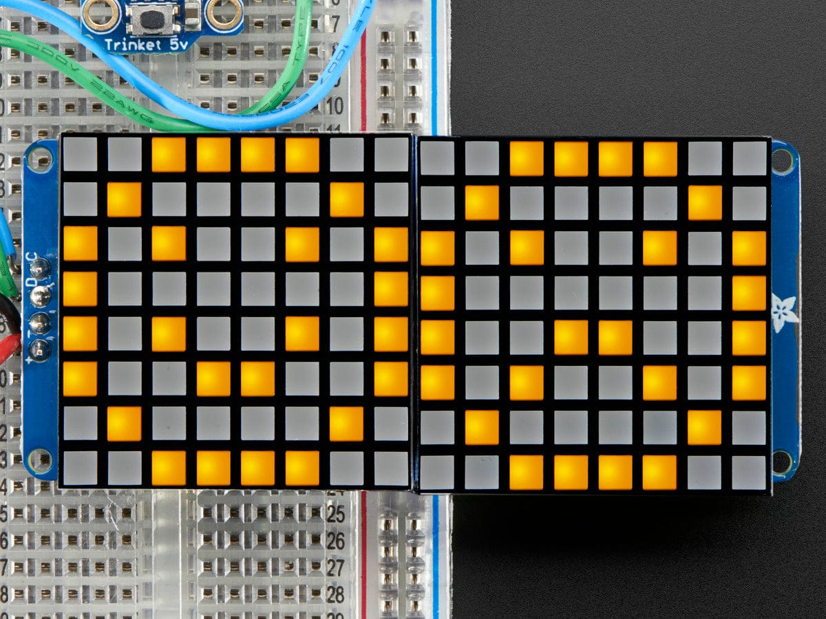 16x8 1.2" LED Matrix + Backpack -Ultra Bright Square Yellow LEDs - The Pi Hut