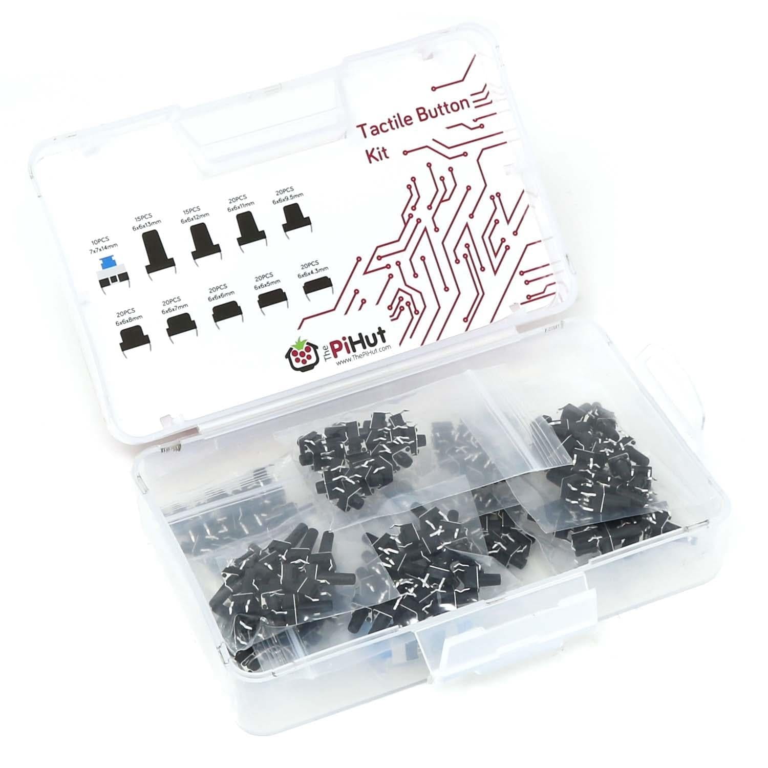 Adafruit 10x Pulsanti Tactile Switch, 12mm Quadrati, 6mm Altezza, Per PCB E Breadboard, Interruttori Standard