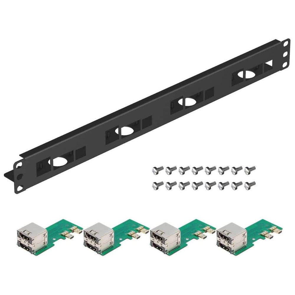 19" 1U Rack Mount for Raspberry Pi 4 with HDMI Adapter Boards - The Pi Hut