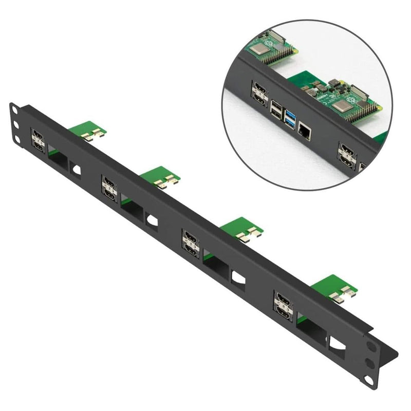 19" 1U Rack Mount for Raspberry Pi 4 with HDMI Adapter Boards - The Pi Hut