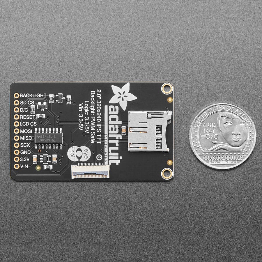 2.0" 320x240 Color IPS TFT Display with microSD Card Breakout - EYESPI - The Pi Hut