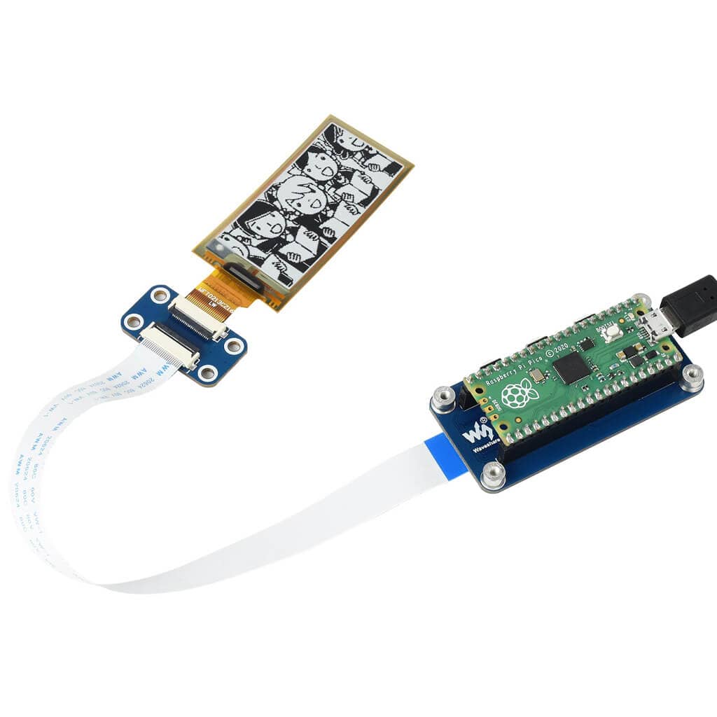 2.13" Flexible E-Paper Display Module for Raspberry Pi Pico (Black/White) (212×104) - The Pi Hut