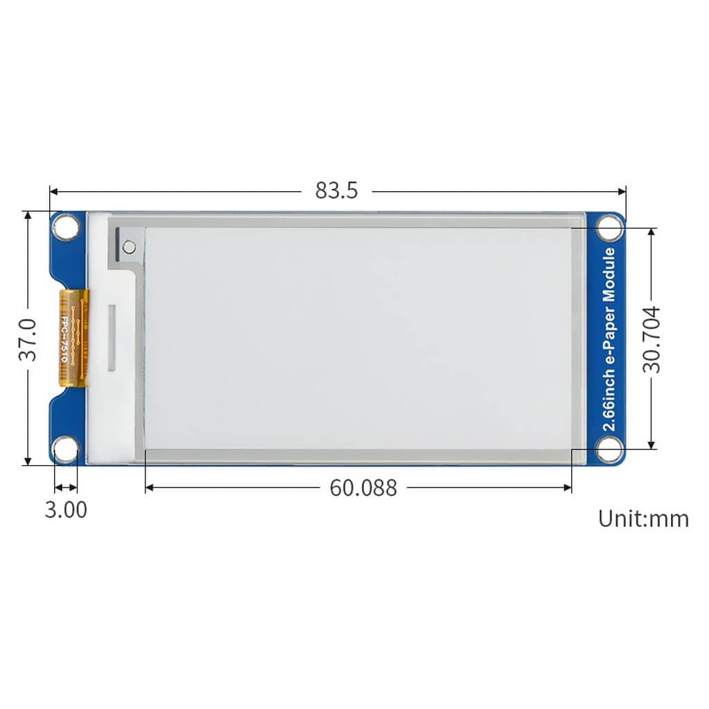 2.66" E-Paper Display Module (Black/White) (296×152) - The Pi Hut