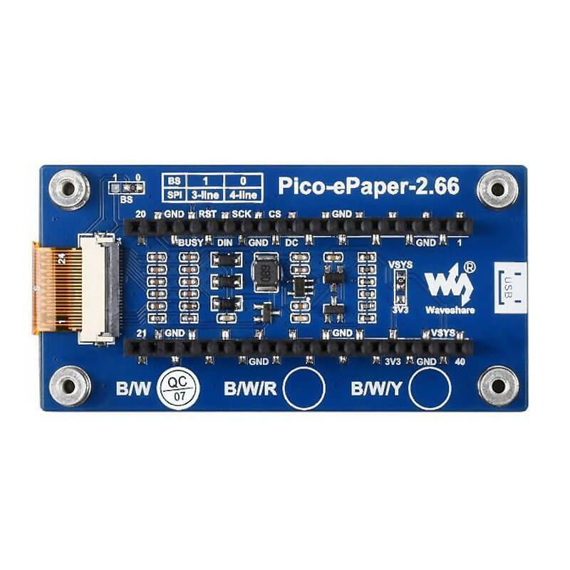 2.66" E-Paper Display Module for Raspberry Pi Pico (Black/White) (296×152) - The Pi Hut