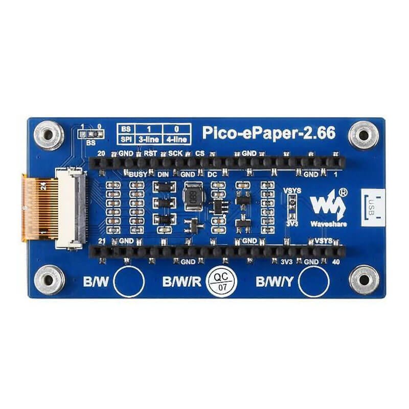 2.66" E-Paper Display Module for Raspberry Pi Pico (Red/Black/White) (296×152) - The Pi Hut