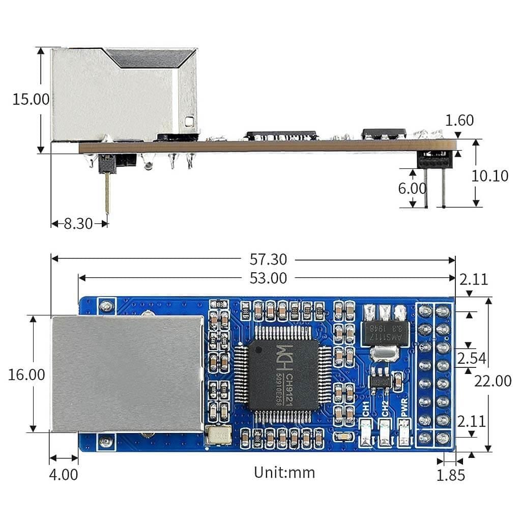 2-Channel UART to Ethernet Converter (CH9121) - The Pi Hut