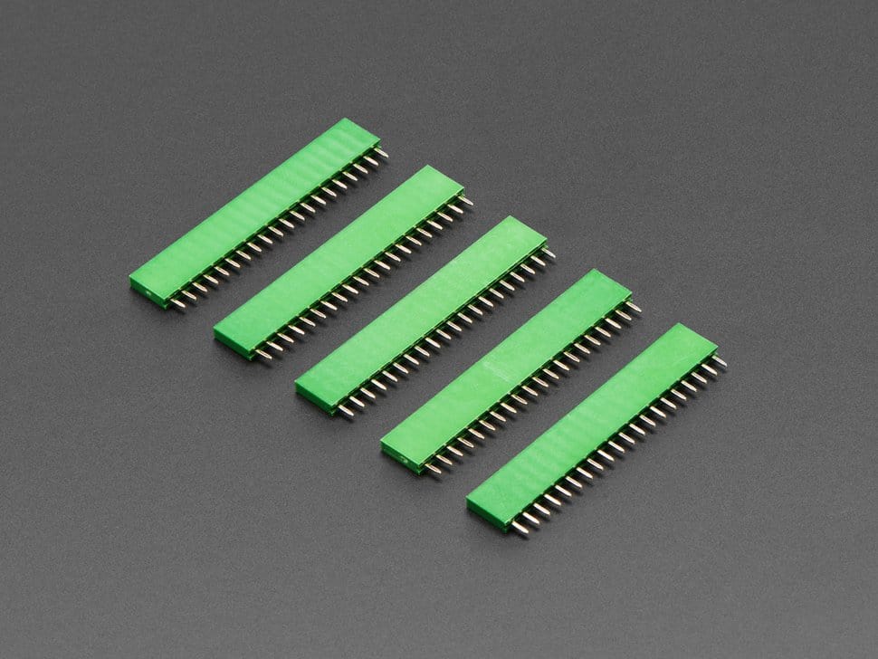 20-pin 0.1" Female Header - Green - 5 pack - The Pi Hut