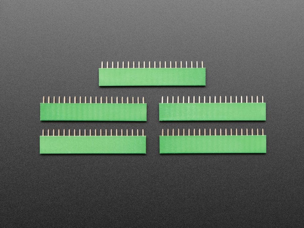 20-pin 0.1" Female Header - Green - 5 pack - The Pi Hut