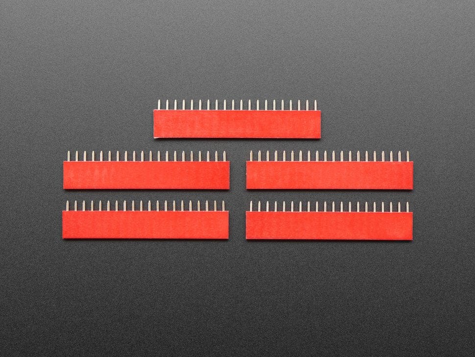 20-pin 0.1" Female Header - Red - 5 pack - The Pi Hut