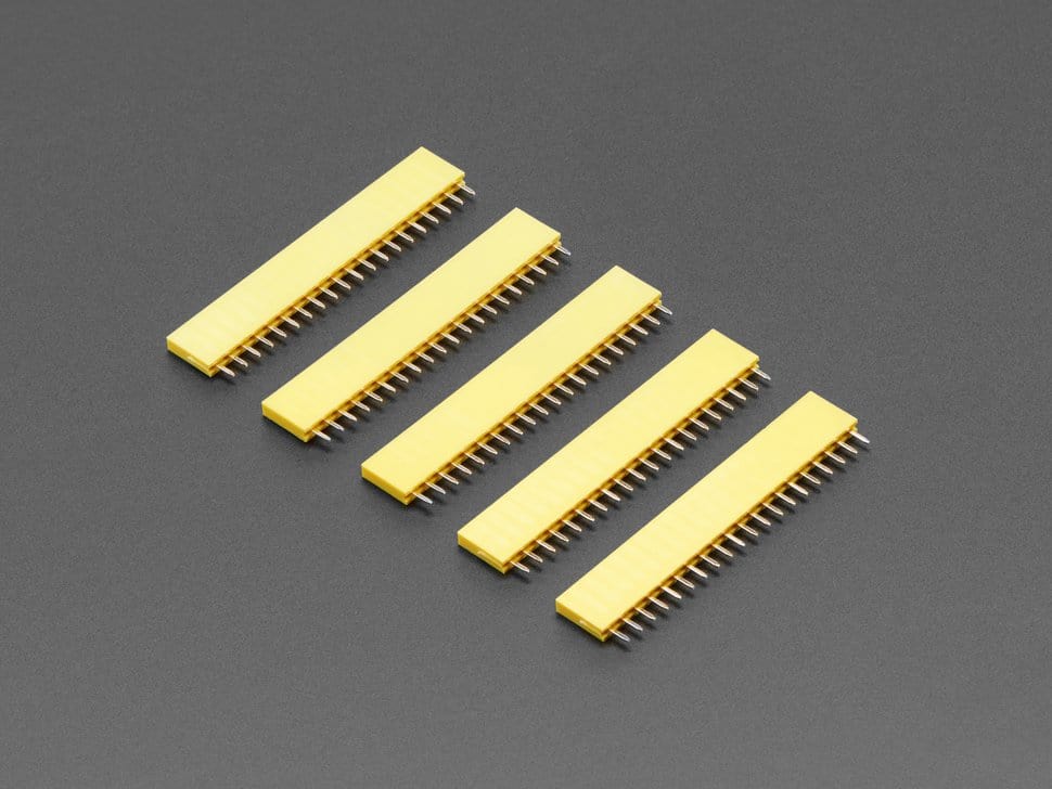 20-pin 0.1" Female Header - Yellow - 5 pack - The Pi Hut