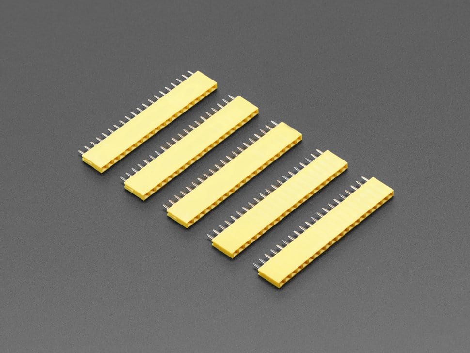 20-pin 0.1" Female Header - Yellow - 5 pack - The Pi Hut