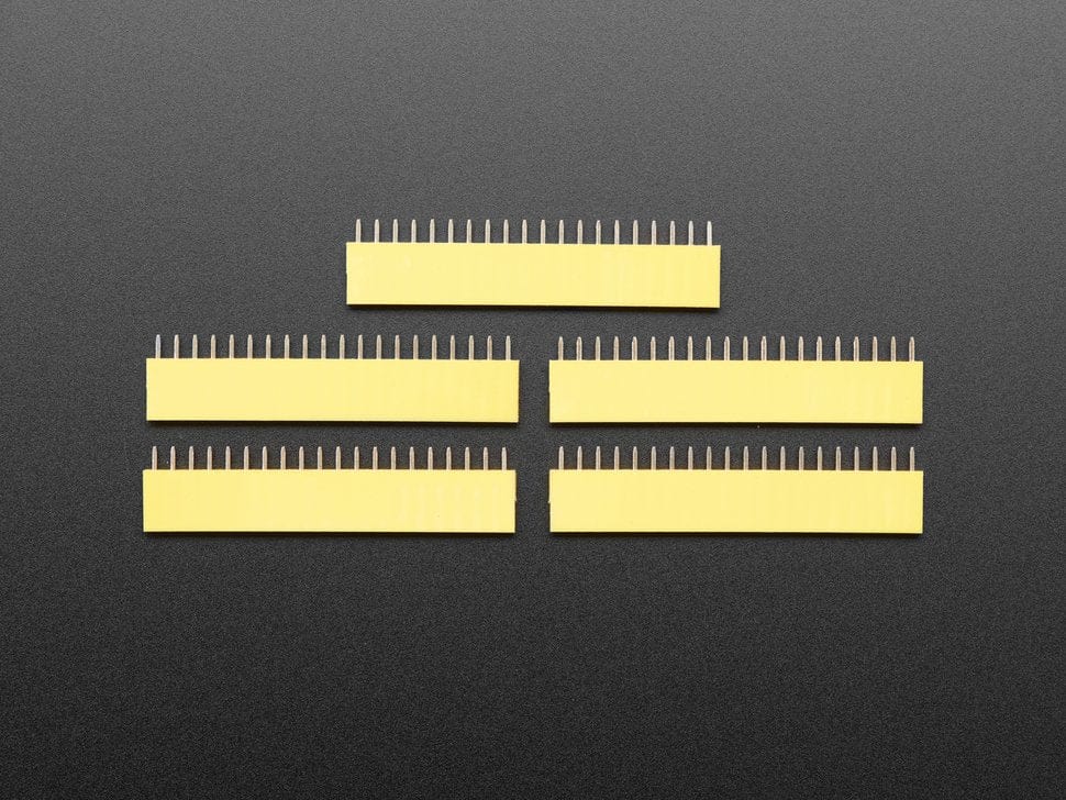 20-pin 0.1" Female Header - Yellow - 5 pack - The Pi Hut