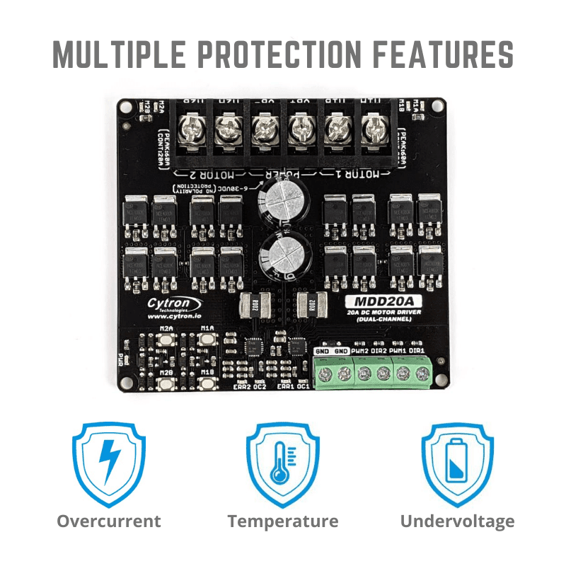 20A 6V-30V 2-Channel DC Motor Driver - The Pi Hut