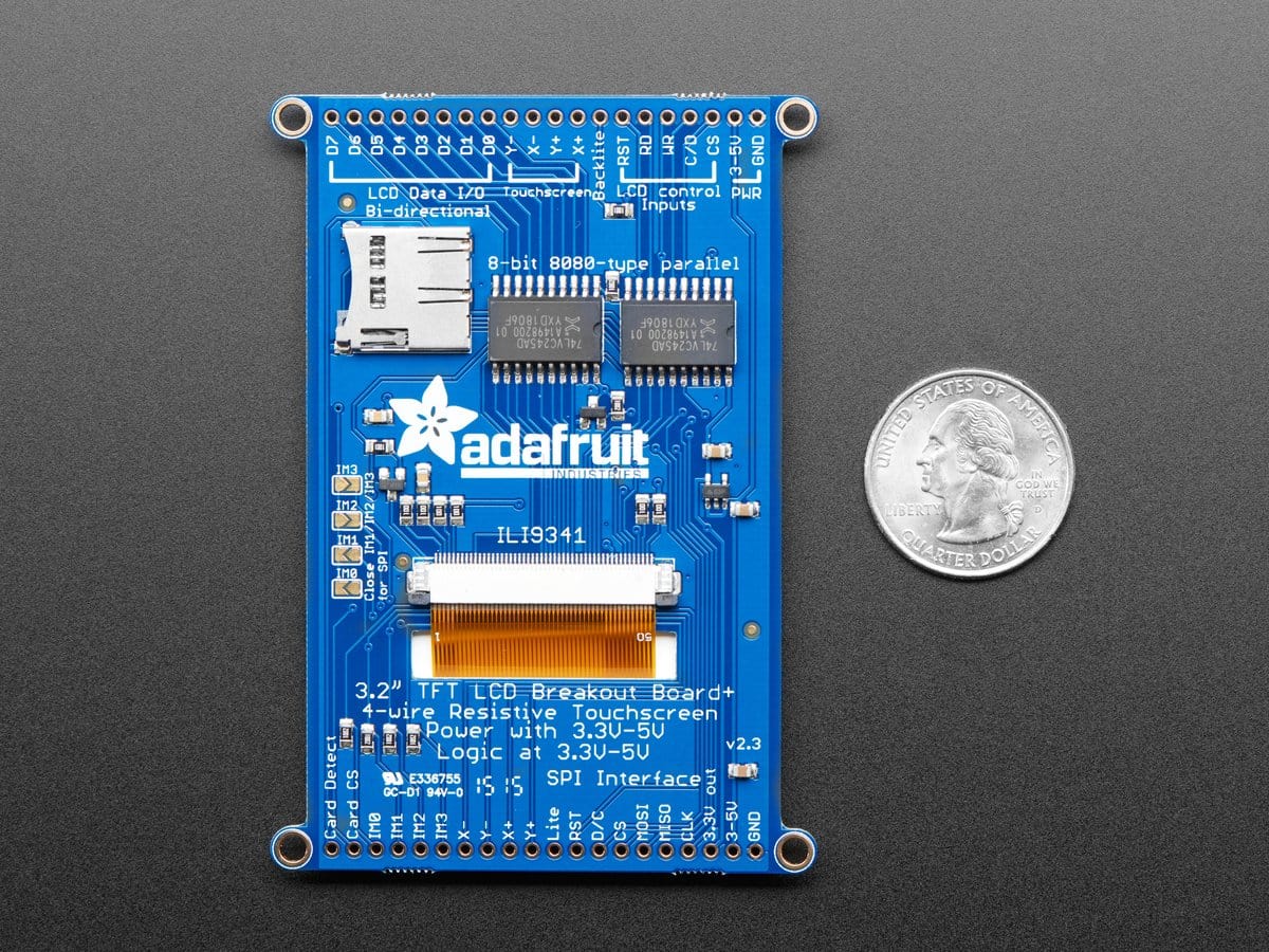 3.2" TFT LCD with Touchscreen Breakout Board w/MicroSD Socket - The Pi Hut