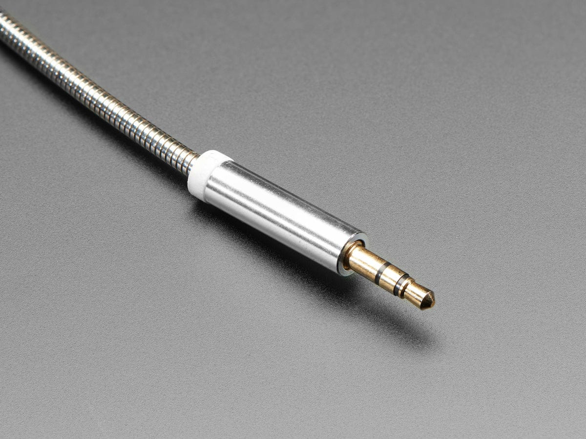 3.5mm Stereo Male/Male Audio Cable - Silver Metal - 1 meter long - The Pi Hut