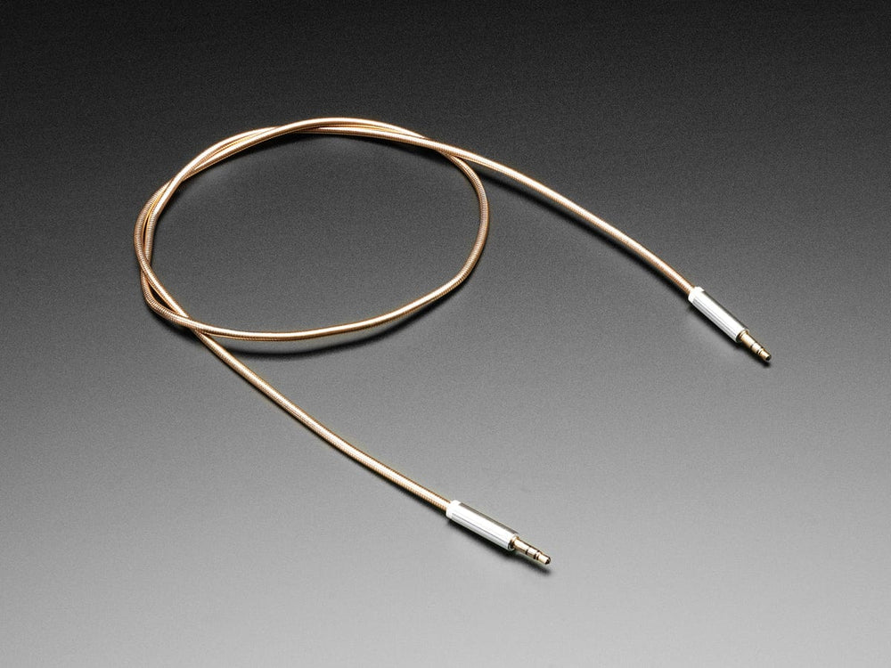 3.5mm Stereo Male/Male Cable - Gold Metal - 1 meter long - The Pi Hut
