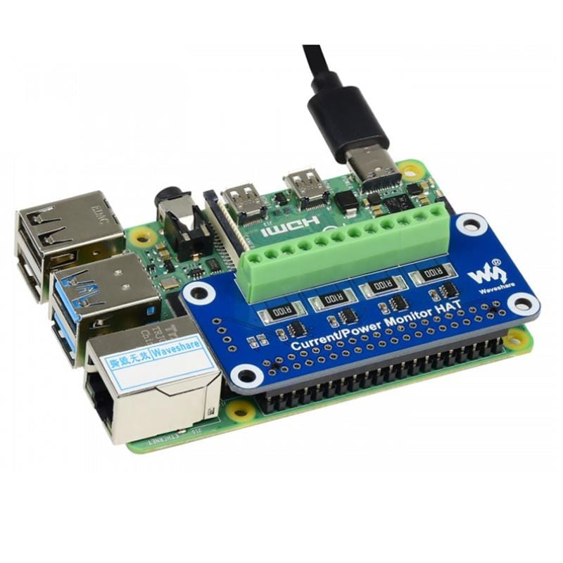 4-Channel Current/Voltage/Power Monitor HAT for Raspberry Pi by Waveshare - The Pi Hut