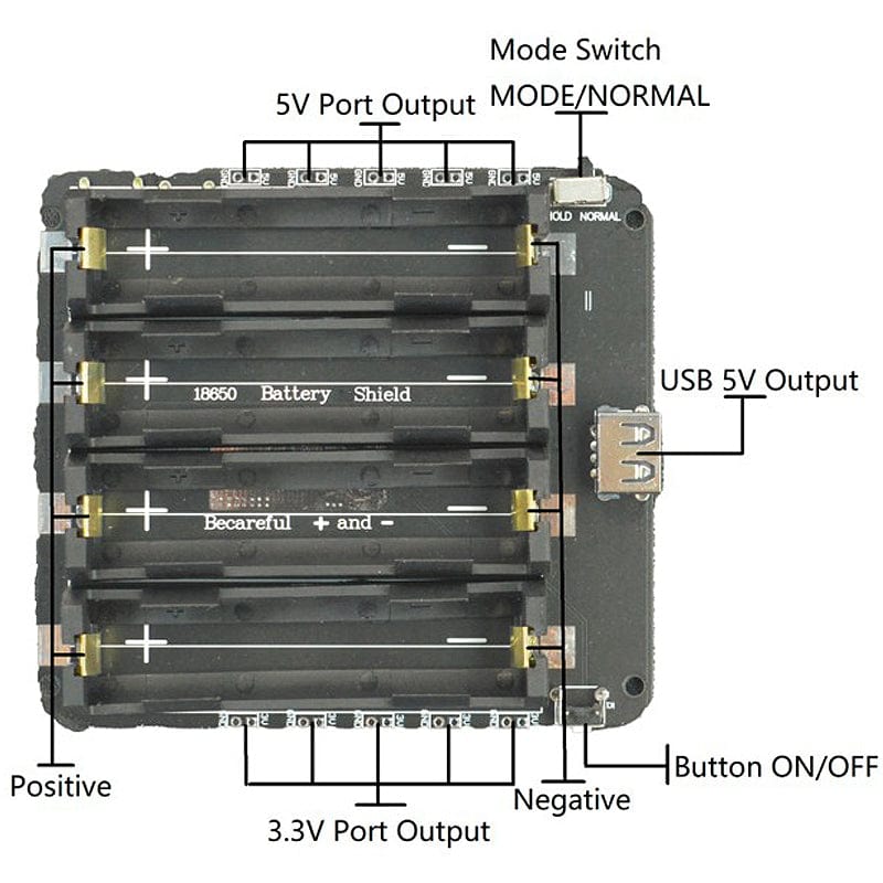 4-Way 18650 Battery Holder - The Pi Hut