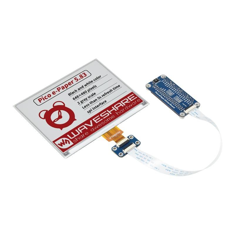 5.83" E-Paper Display Module for Raspberry Pi Pico (648×480) (Red/Black/White) - The Pi Hut