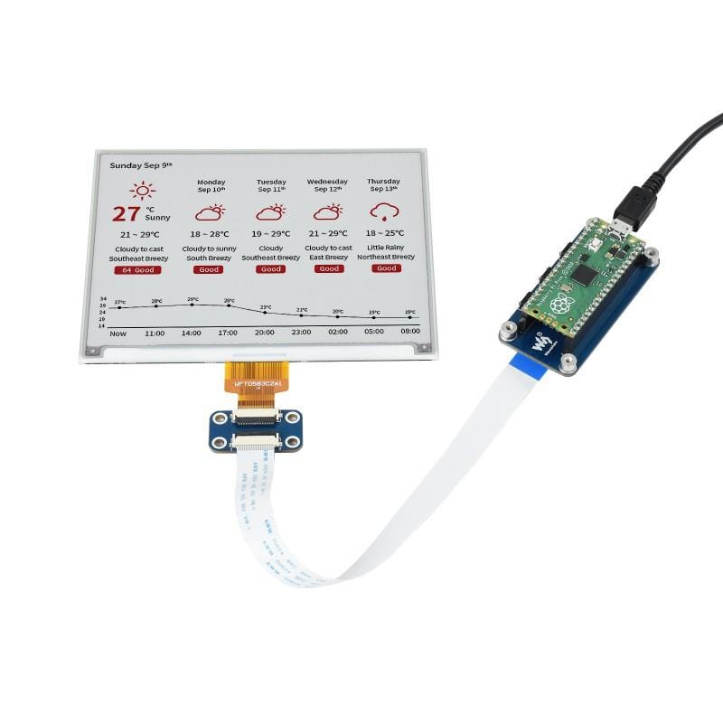 5.83" E-Paper Display Module for Raspberry Pi Pico (648×480) (Red/Black/White) - The Pi Hut