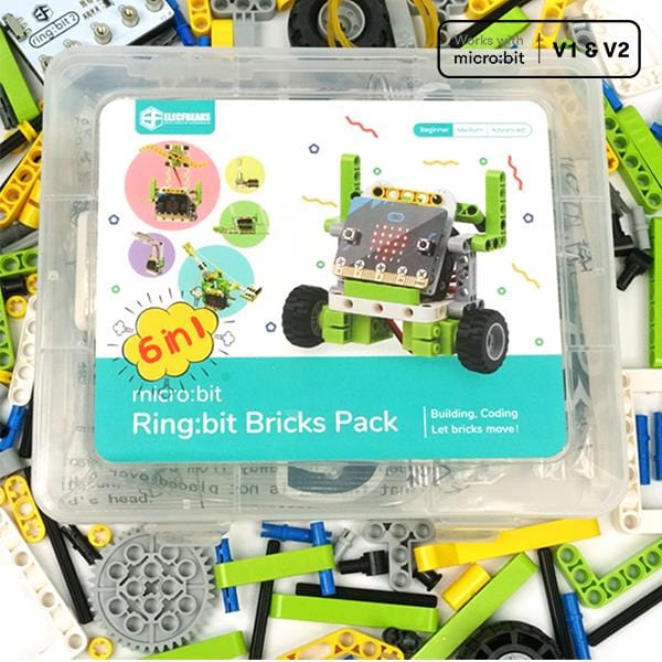 6-in-1 Ring:bit Bricks Pack for micro:bit (LEGO-compatible) - The Pi Hut