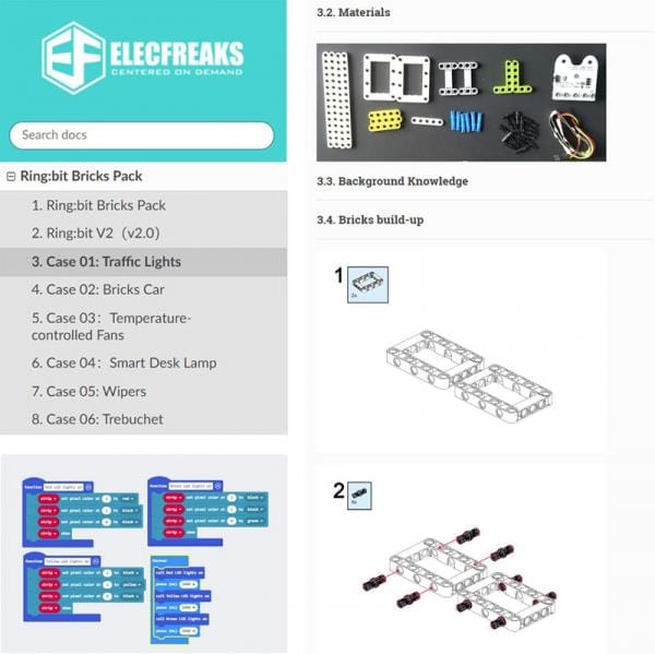 6-in-1 Ring:bit Bricks Pack for micro:bit (LEGO-compatible) - The Pi Hut