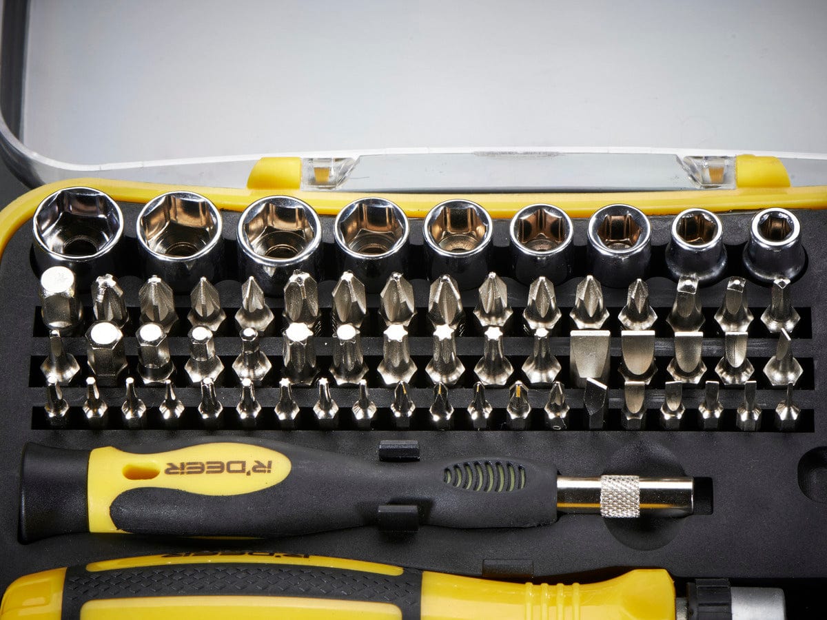 65 Piece Ratchet Screwdriver and Tool Bit Set - The Pi Hut