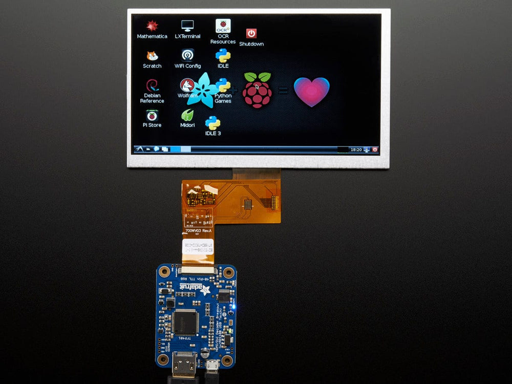 7.0" 40-pin TFT Display - 800x480 without Touchscreen - The Pi Hut