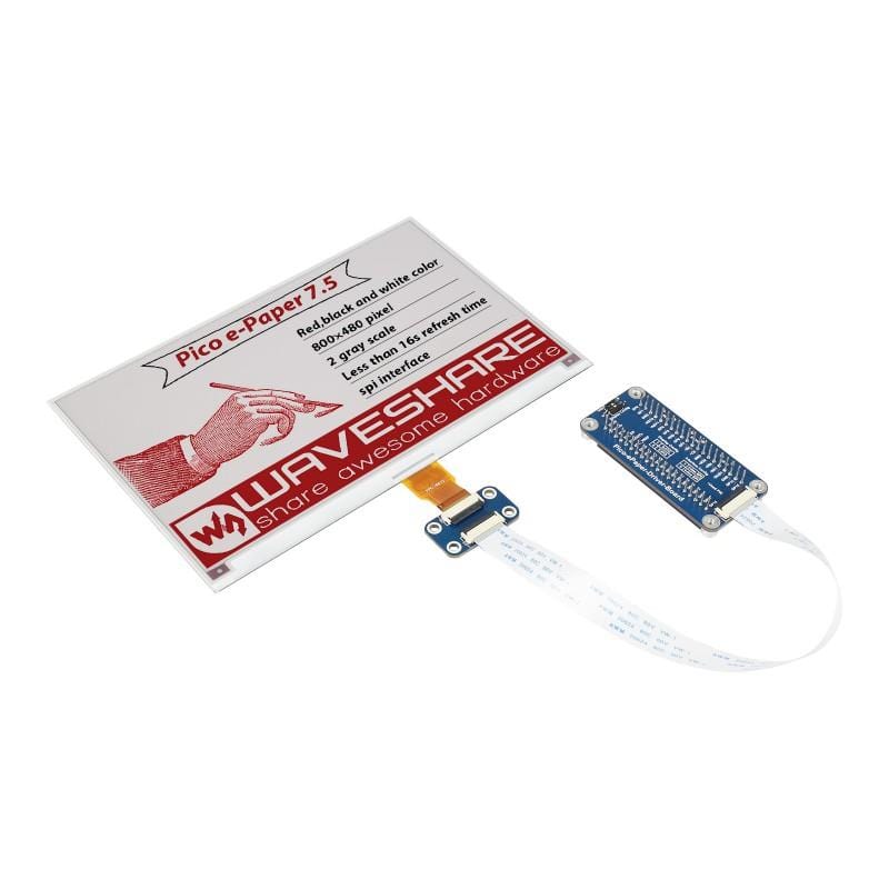 7.5" E-Paper Display Module for Raspberry Pi Pico (800×480) (Red/Black/White) - The Pi Hut