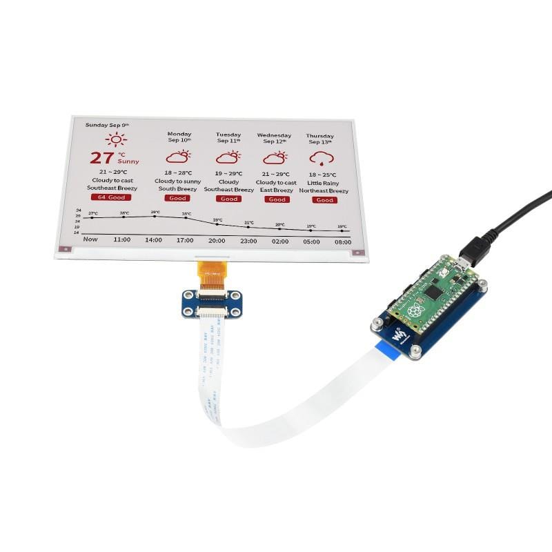 7.5" E-Paper Display Module for Raspberry Pi Pico (800×480) (Red/Black/White) - The Pi Hut