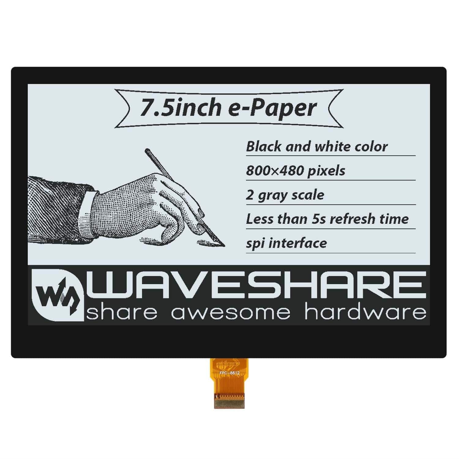 7.5" E-Paper Raw Panel - Laminated Glass (800x480) - The Pi Hut