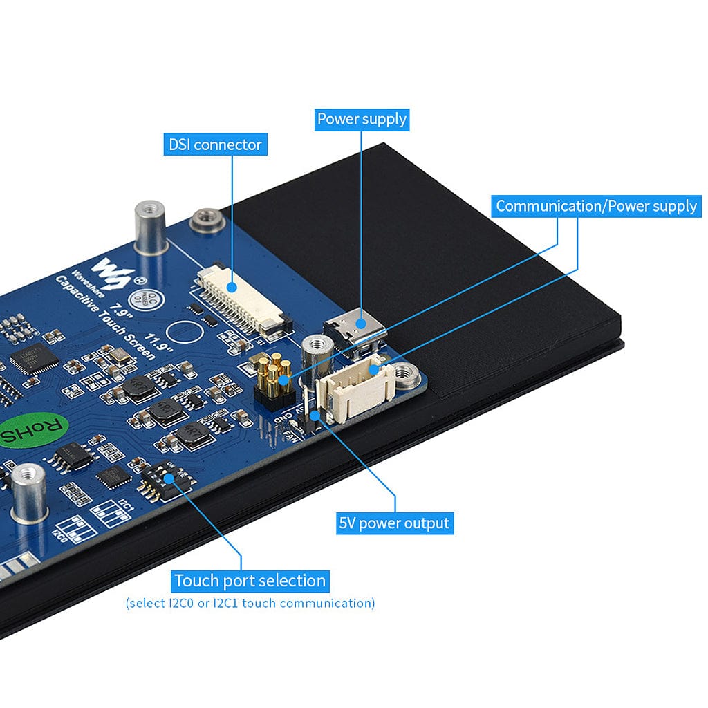 7.9" DSI IPS Capacitive Touchscreen Display for Raspberry Pi (400x1280) - The Pi Hut