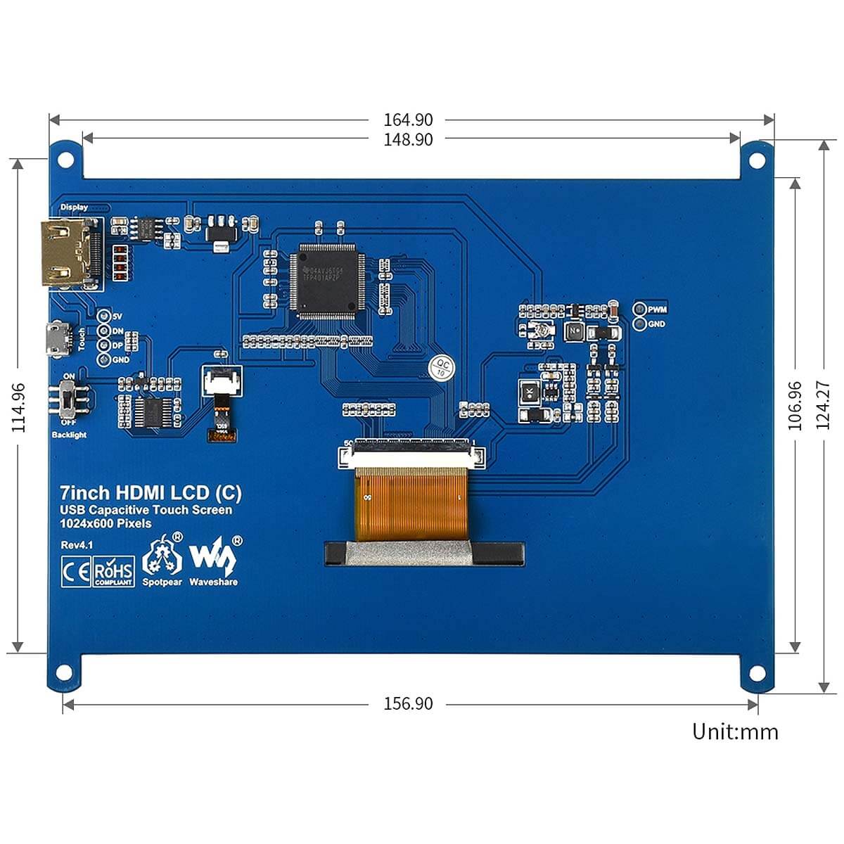 7" IPS Capacitive Touchscreen LCD (1024×600) - The Pi Hut