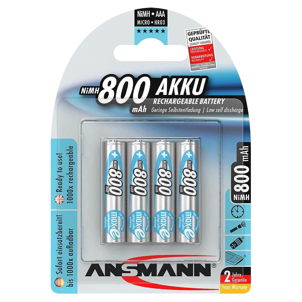 800mAh NiMH Rechargeable AAA Batteries (4-Pack) - The Pi Hut