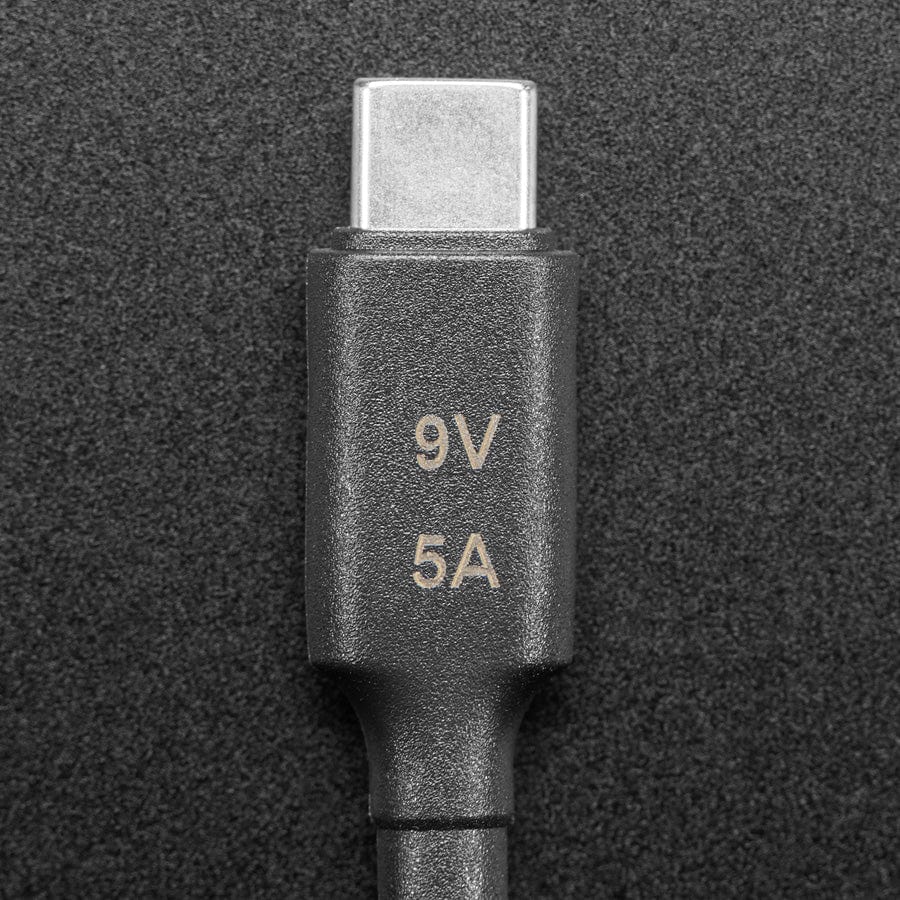 9V 5A USB-C 3.1 PD to 5.5mm Barrel Jack Cable - 1.2m with E-Mark - The Pi Hut