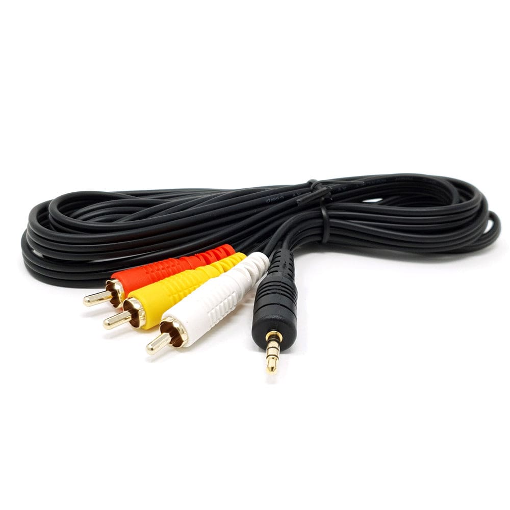 A/V Composite Cable - 3.5mm to 3 x RCA - 2m - The Pi Hut