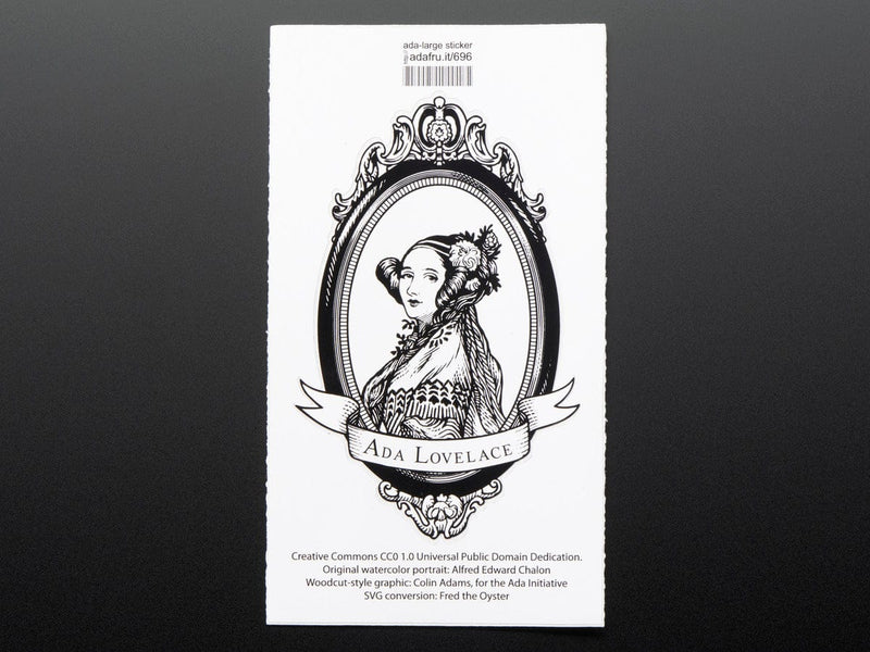 Ada Lovelace, large, oval black and white - Sticker! - The Pi Hut