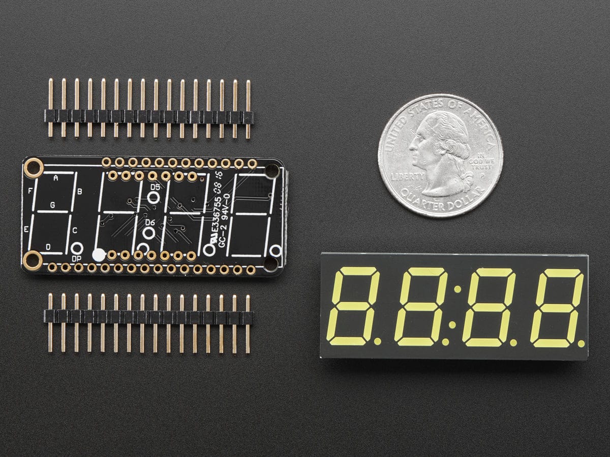 Adafruit 0.56" 4-Digit 7-Segment Display w/ FeatherWing - White - The Pi Hut