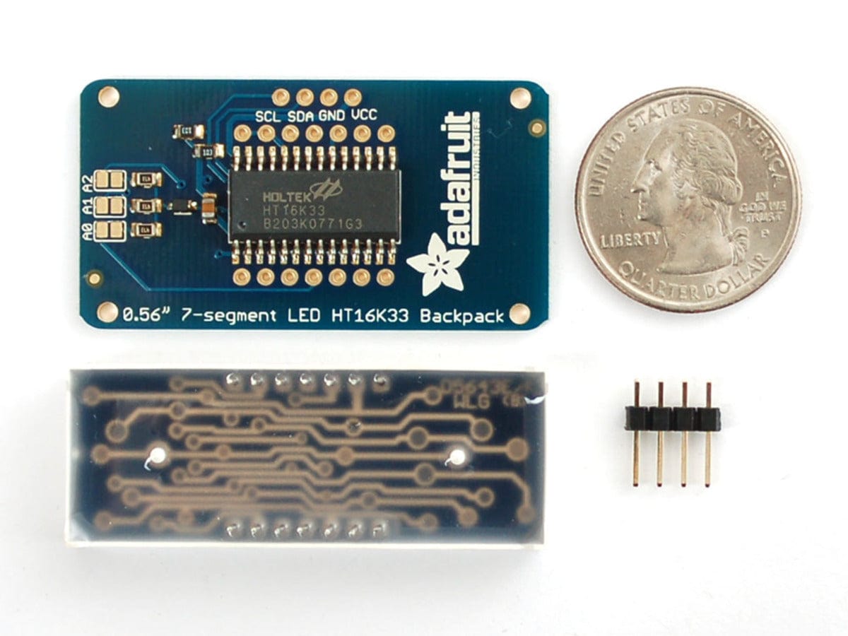 Adafruit 0.56" 4-Digit 7-Segment Display w/I2C Backpack - Green - The Pi Hut