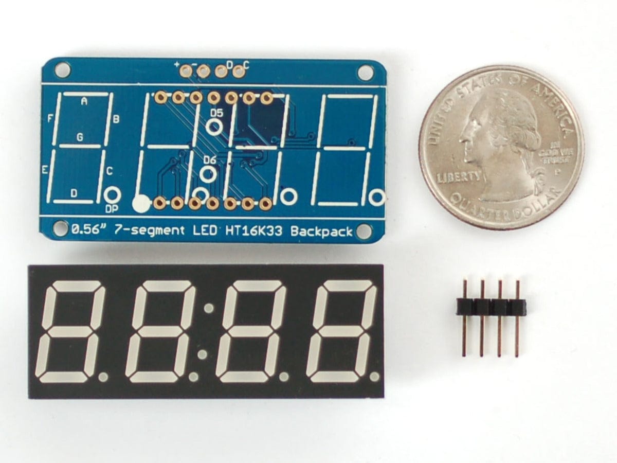 Adafruit 0.56" 4-Digit 7-Segment Display w/I2C Backpack - Red - The Pi Hut