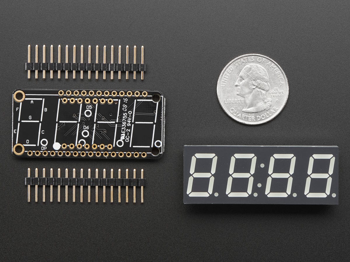 Adafruit 0.56" 4-Digit 7-Segment FeatherWing Display - Red - The Pi Hut