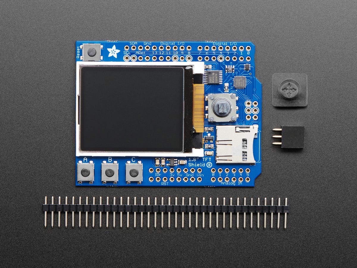 Adafruit 1.8" Color TFT Shield w/microSD and Joystick (v 2) by Adafruit - The Pi Hut