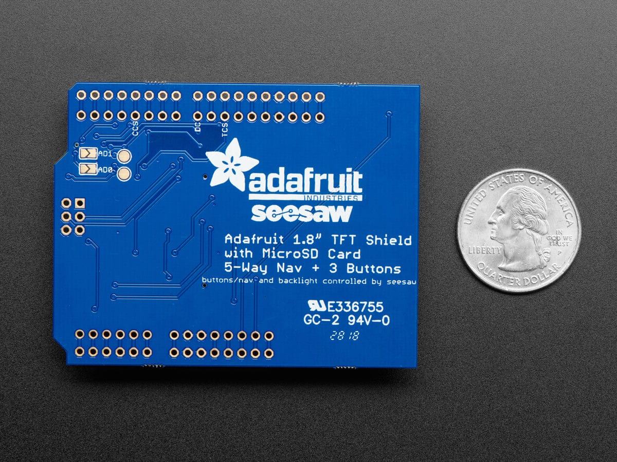 Adafruit 1.8" Color TFT Shield w/microSD and Joystick (v 2) by Adafruit - The Pi Hut