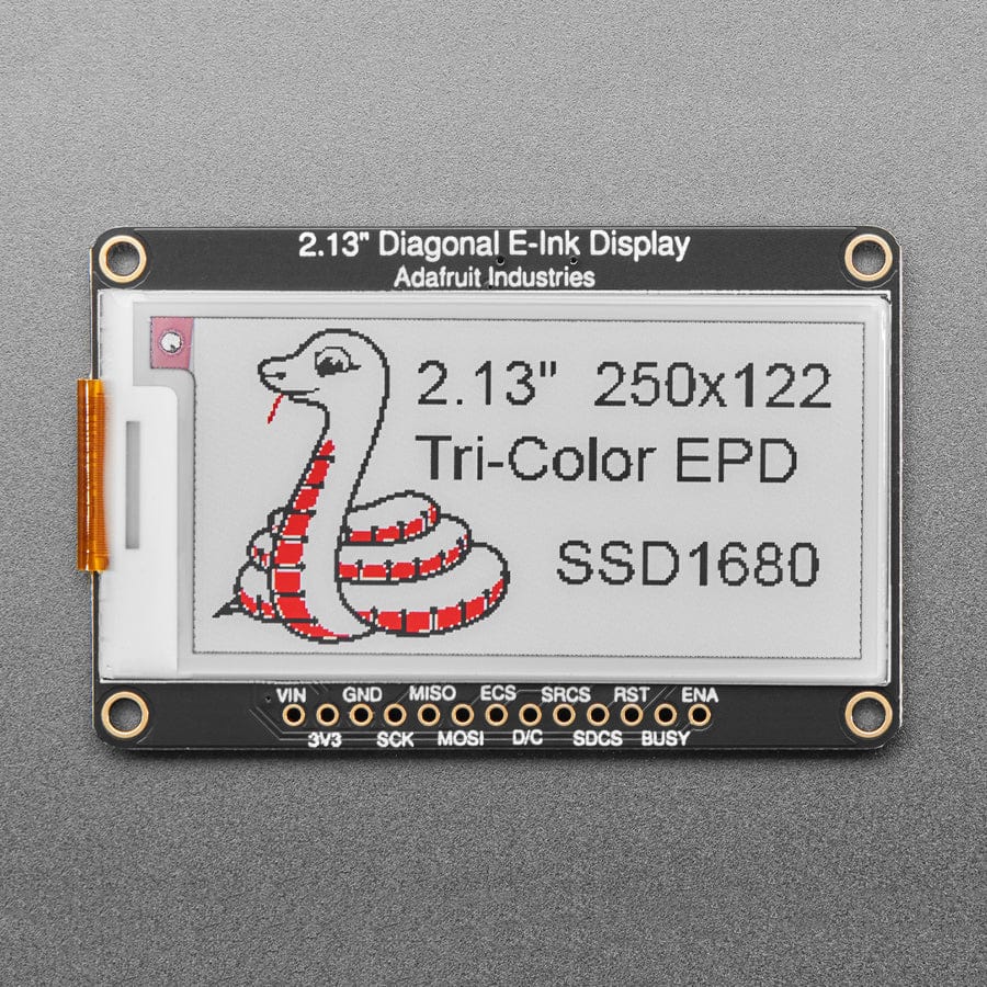 Adafruit 2.13" 250x122 Tri-Color eInk / ePaper Display with SRAM - SSD1680 Driver - The Pi Hut