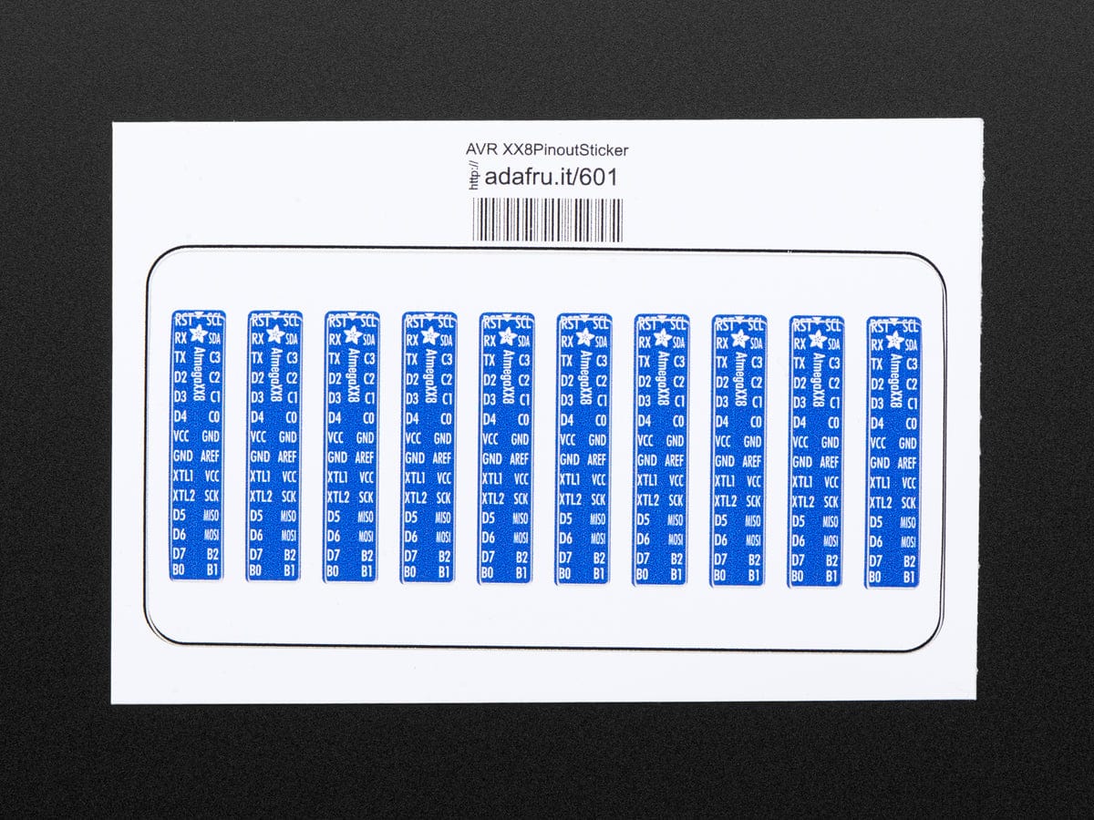 Adafruit AVR ATmegaXX8 Pinout Sticker - 10 pcs - The Pi Hut