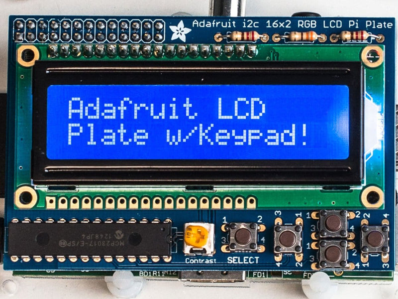 Adafruit Blue&White 16x2 LCD+Keypad Kit for Raspberry Pi - The Pi Hut