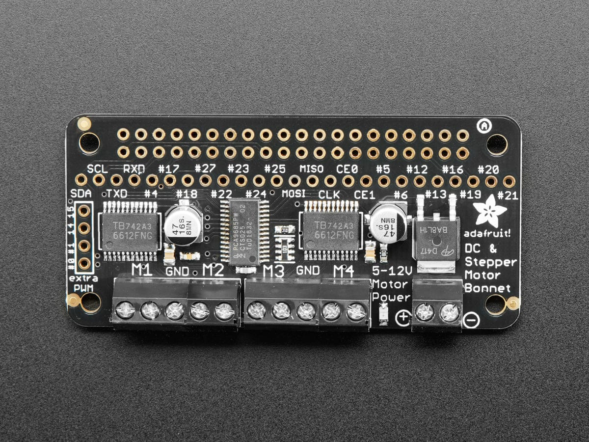 Adafruit DC & Stepper Motor Bonnet for Raspberry Pi - The Pi Hut