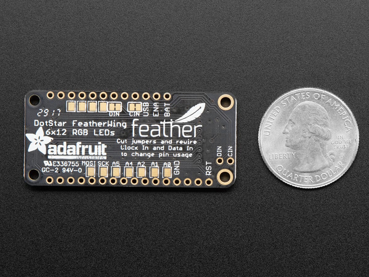 Adafruit DotStar FeatherWing - 6 x 12 RGB LEDs - The Pi Hut