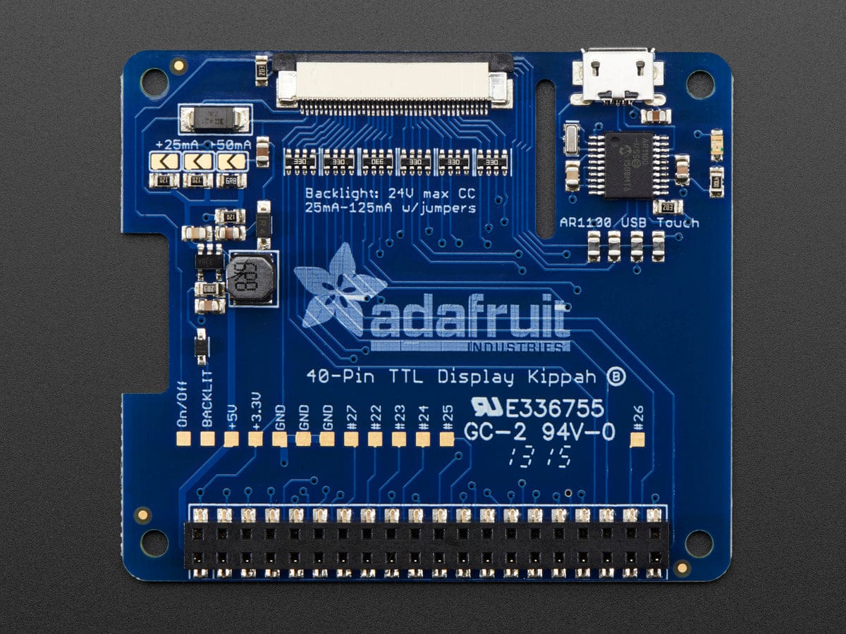 Adafruit DPI TFT Kippah for Raspberry Pi with Touch Support - The Pi Hut