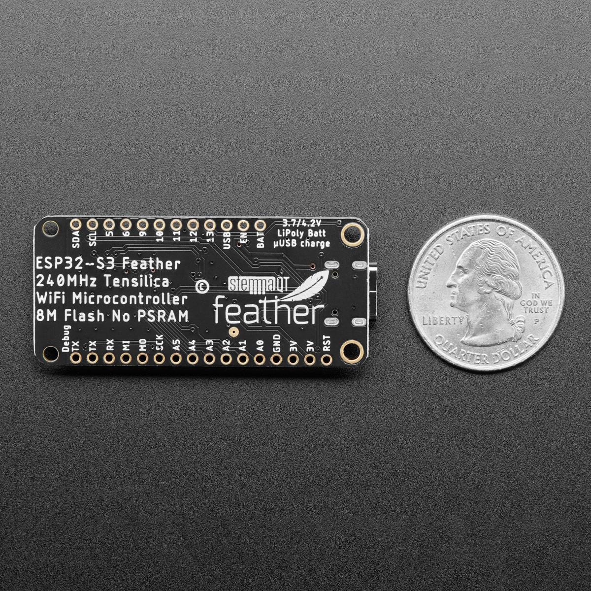 Adafruit ESP32-S3 Feather with STEMMA QT / Qwiic - 8MB Flash No PSRAM - The Pi Hut